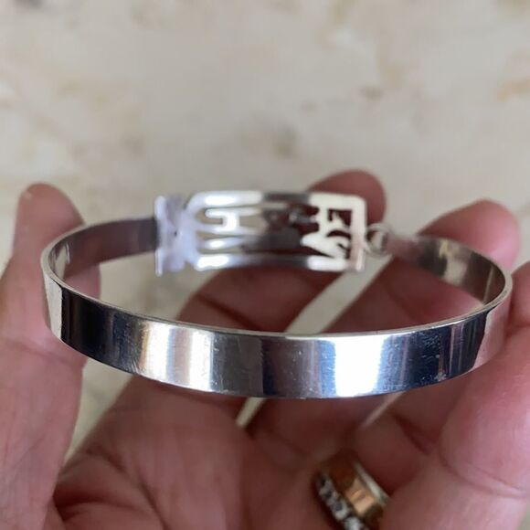 925 Sterling Silver Egyptian God Bangle Bracelet - Picture 3 of 5